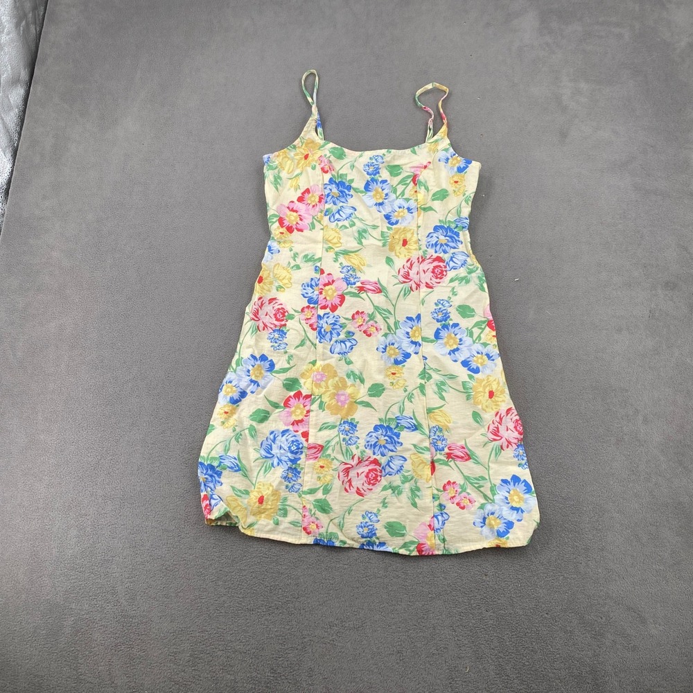 A New Day Floral Mini Dress Yellow Multi Color Smocked Back Size 4